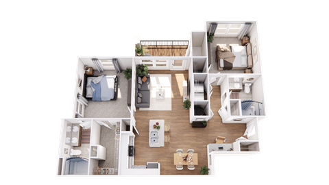 Floor plan for 2 beds, 2 baths, 1147 sqft